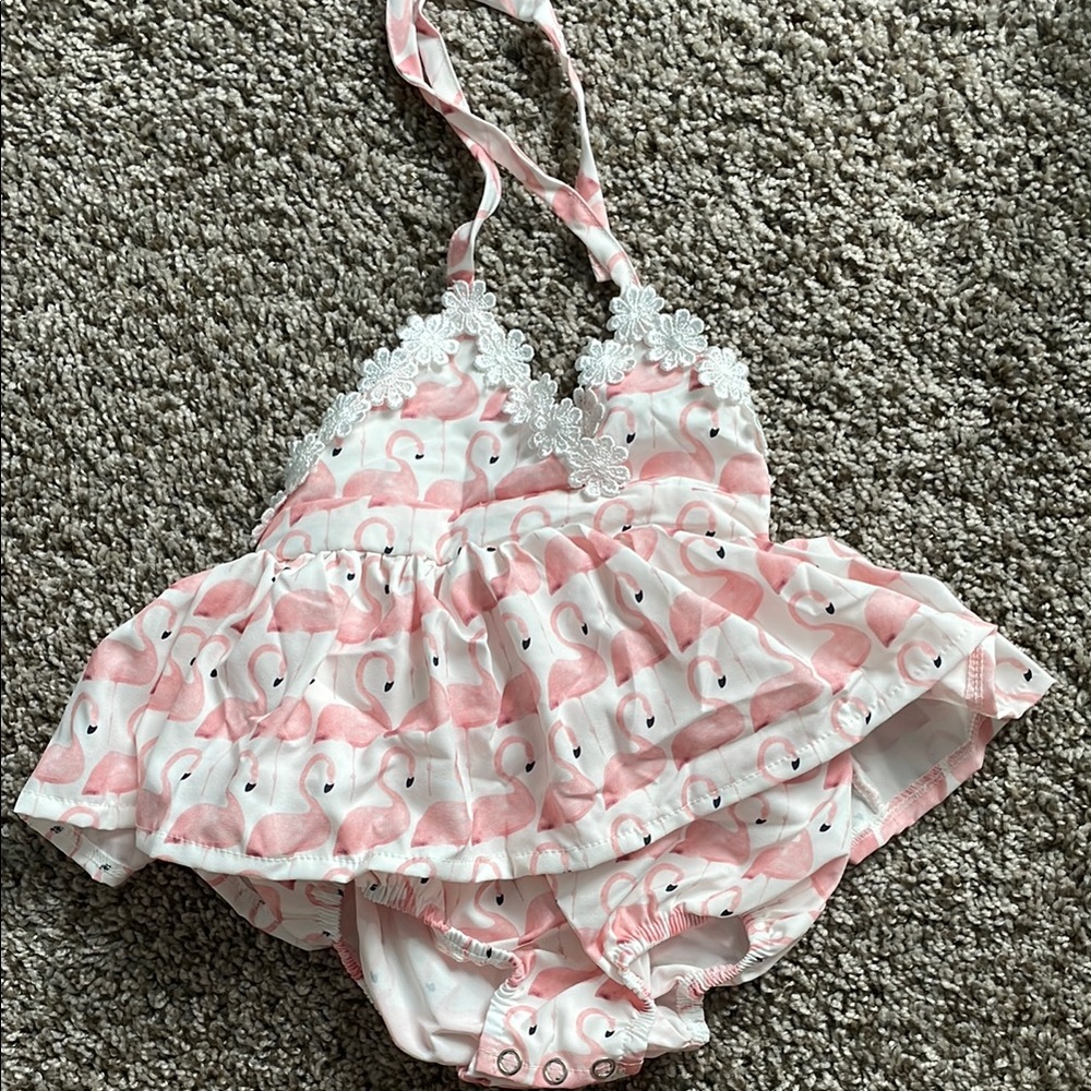 Charming Flamingo Print Kids Dress